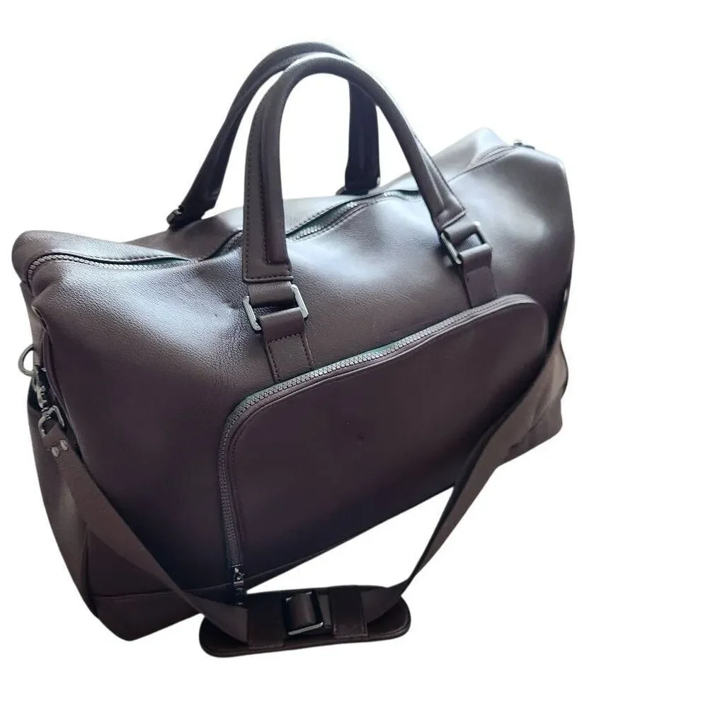 Robert Graham Duffle Bag Brown Faux Leather Lined Travel Brown Floral $398 Retai